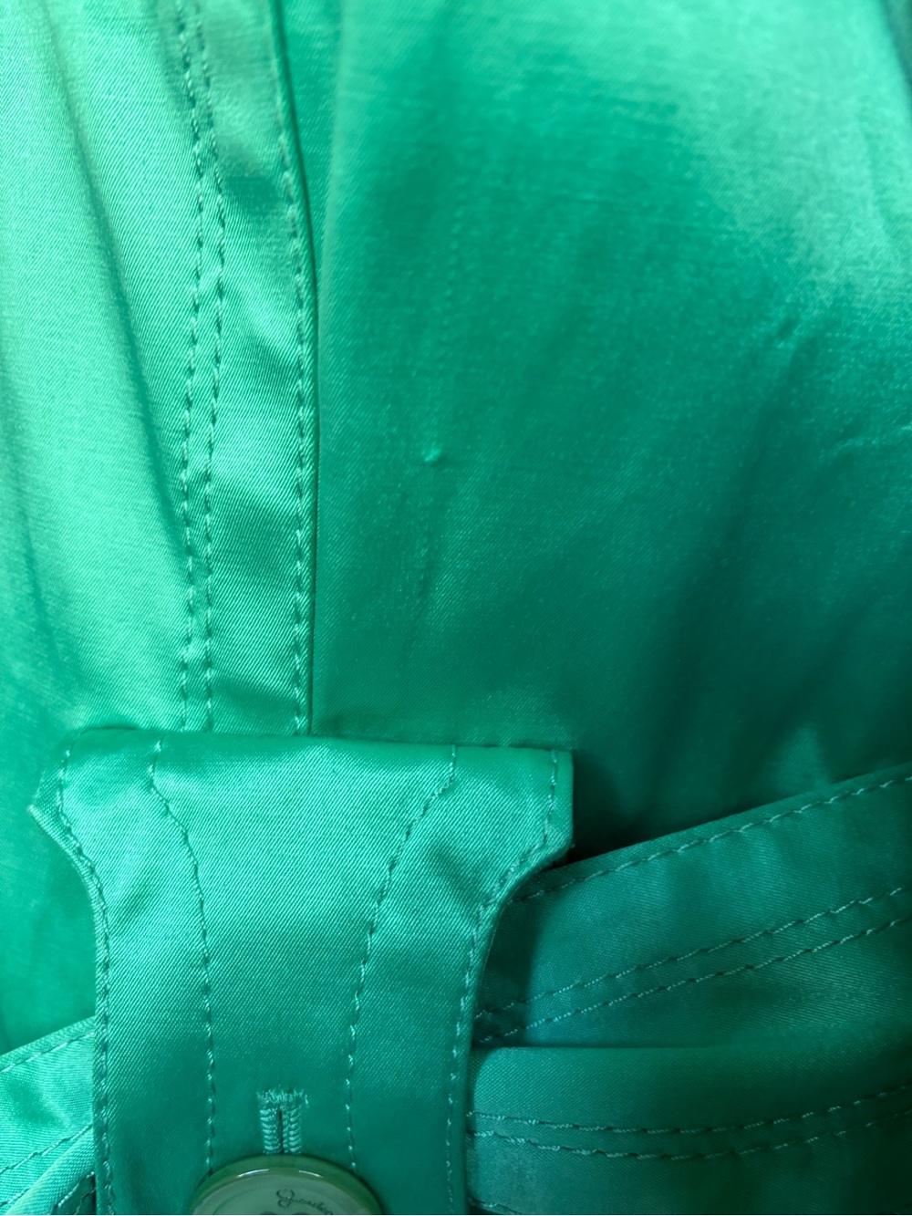 Jessica Simpson Green Satin Double-Breasted Trench Coat with Belt - Picture 6 of 15